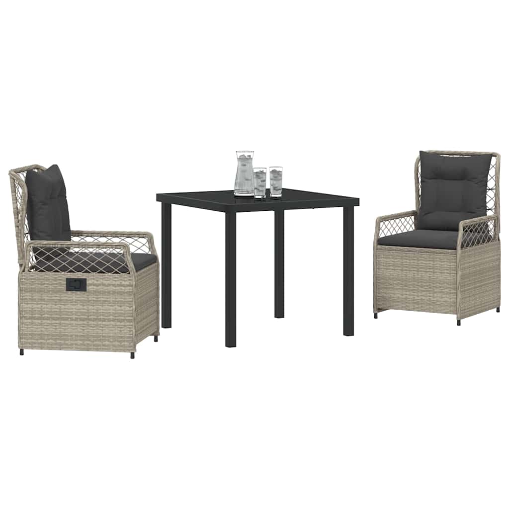 vidaXL Zestaw do jadalni w ogrodzie 3 pcs Jasnoszary polirattan
