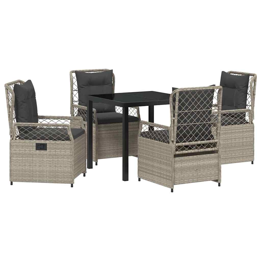 vidaXL Zestaw do jadalni w ogrodzie 5 pcs Jasnoszary polirattan