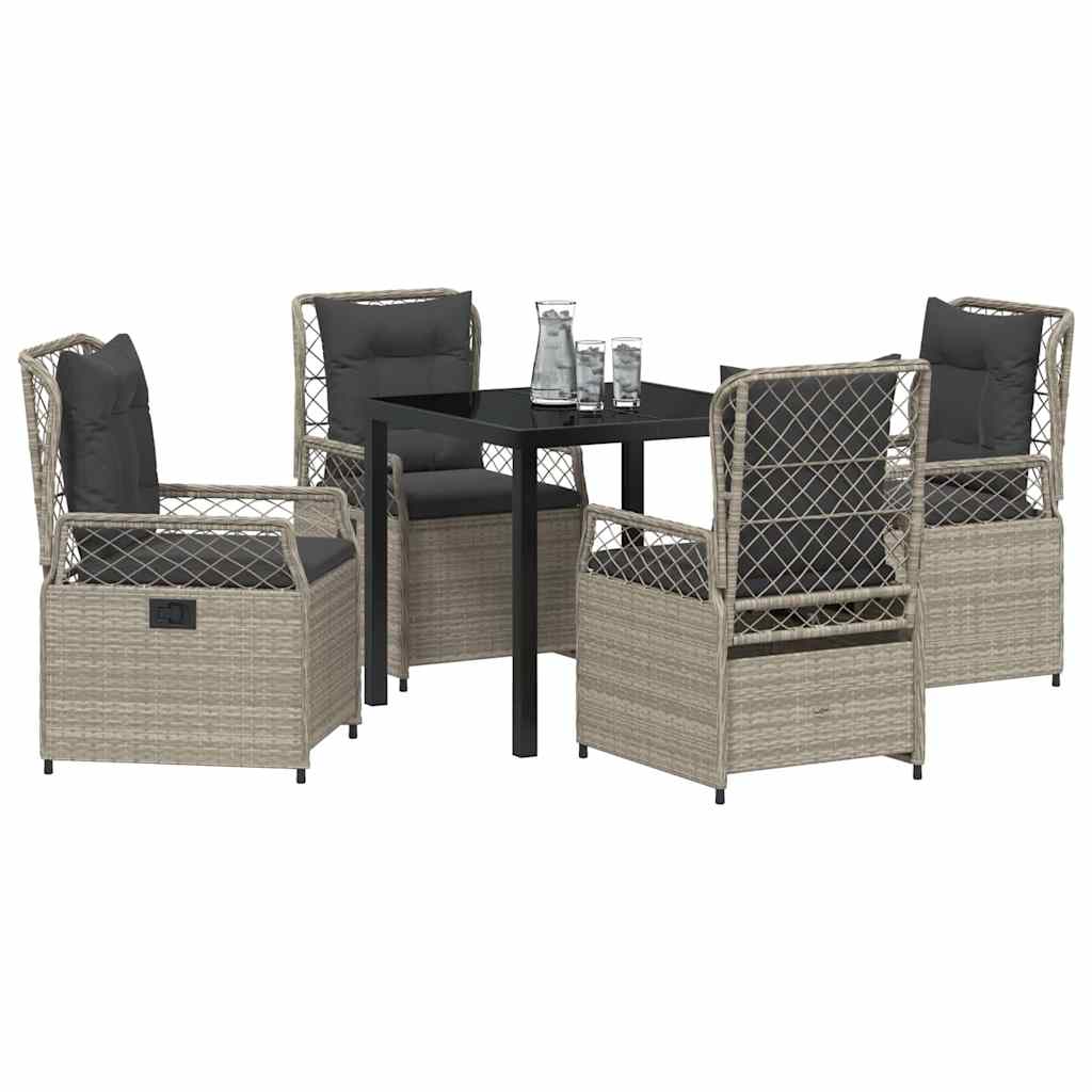 vidaXL Zestaw do jadalni w ogrodzie 5 pcs Jasnoszary polirattan