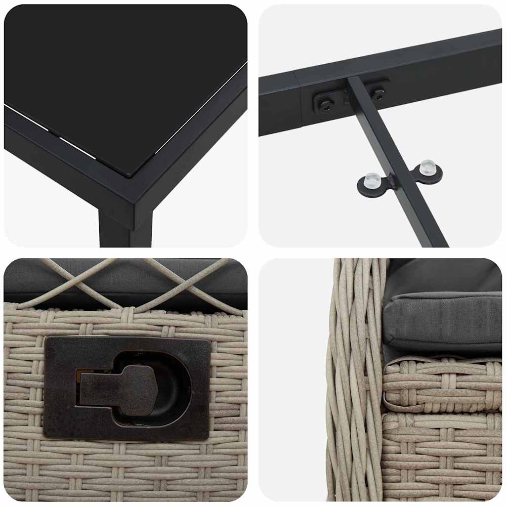 vidaXL Zestaw do jadalni w ogrodzie 7 pcs Jasnoszary polirattan