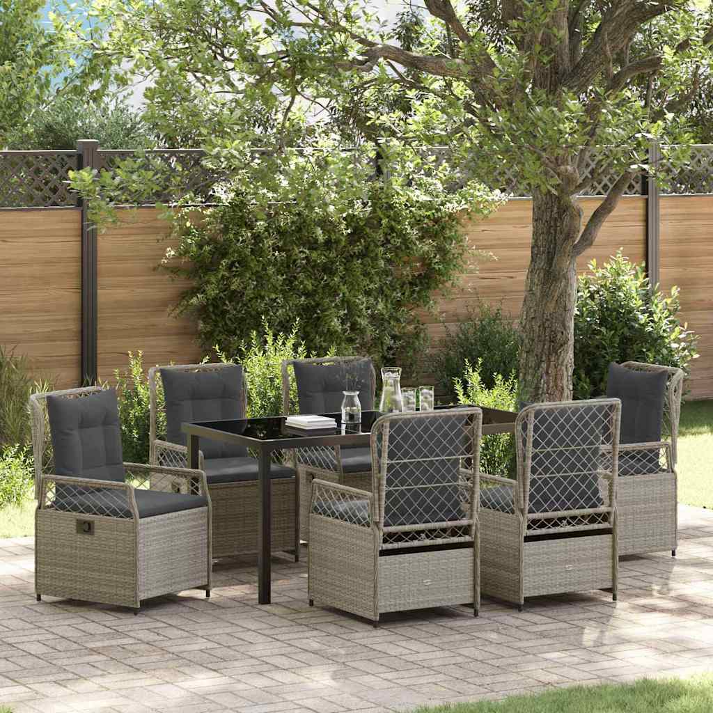 vidaXL Zestaw do jadalni w ogrodzie 7 pcs Jasnoszary polirattan