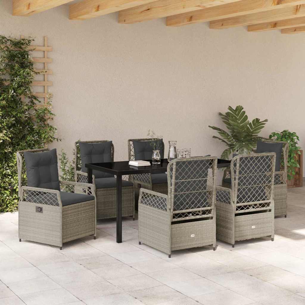 vidaXL Zestaw do jadalni w ogrodzie 7 pcs Jasnoszary polirattan