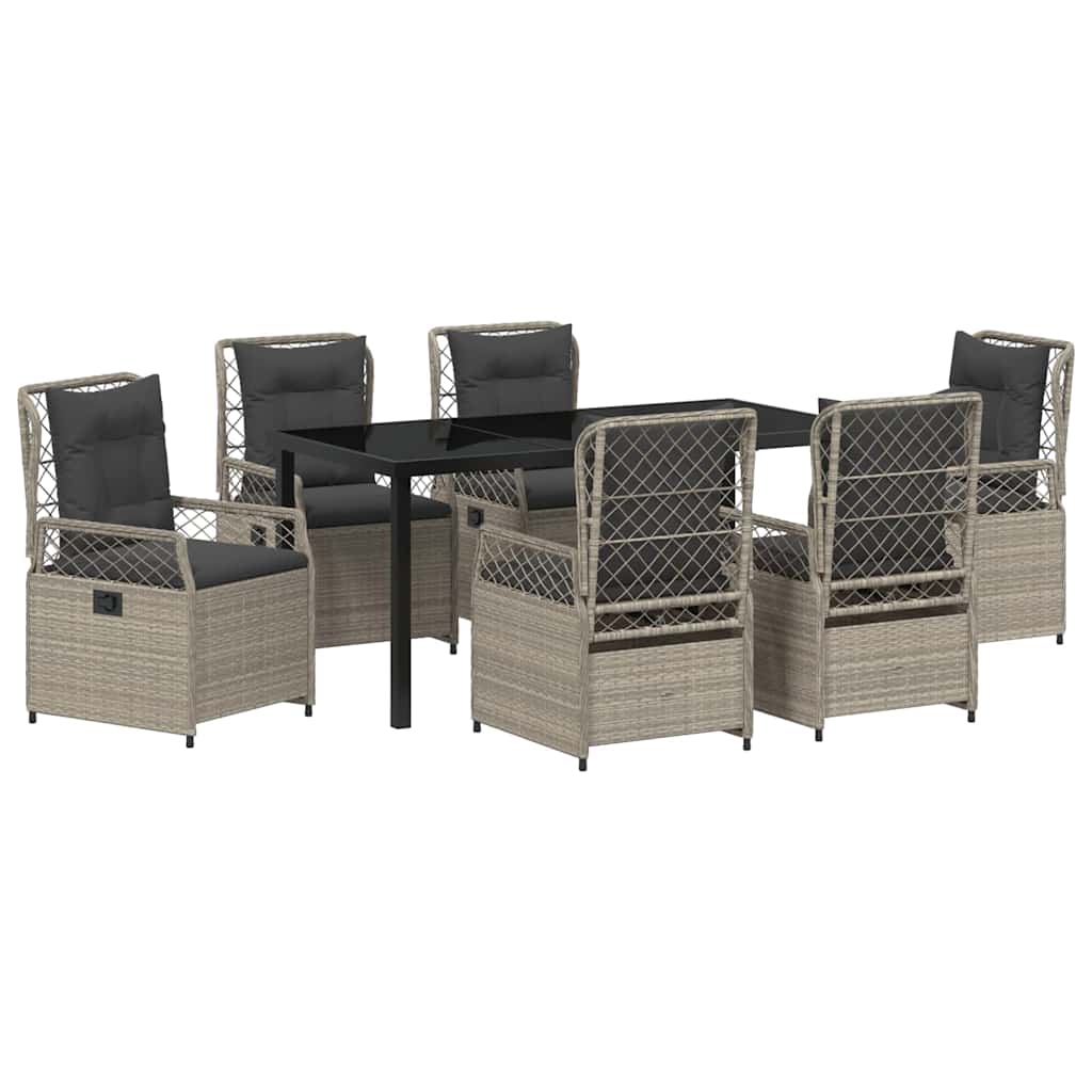 vidaXL Zestaw do jadalni w ogrodzie 7 pcs Jasnoszary polirattan