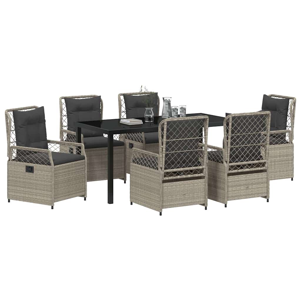 vidaXL Zestaw do jadalni w ogrodzie 7 pcs Jasnoszary polirattan