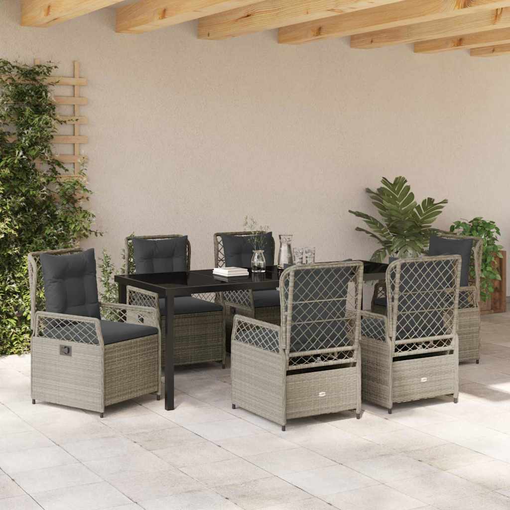vidaXL Zestaw do jadalni w ogrodzie 7 pcs Jasnoszary polirattan