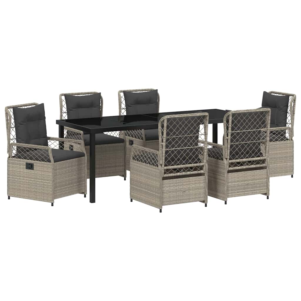 vidaXL Zestaw do jadalni w ogrodzie 7 pcs Jasnoszary polirattan