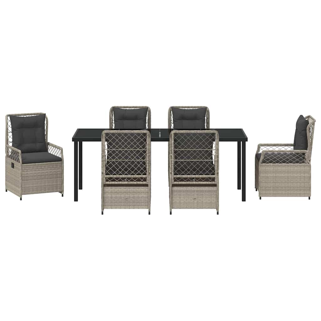 vidaXL Zestaw do jadalni w ogrodzie 7 pcs Jasnoszary polirattan