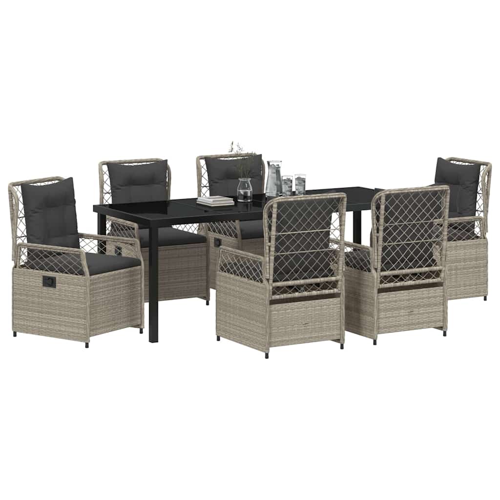 vidaXL Zestaw do jadalni w ogrodzie 7 pcs Jasnoszary polirattan