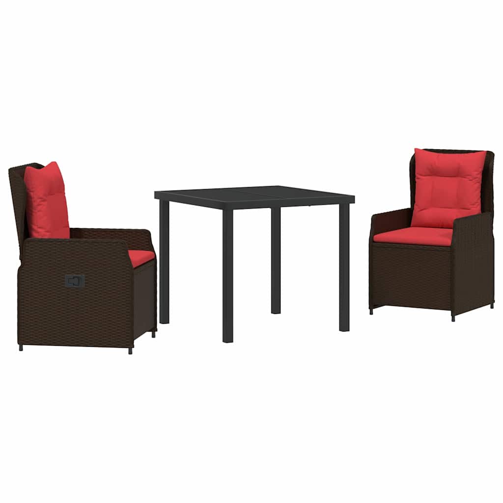 vidaXL Zestaw do jadalni w ogrodzie 3 pcs Brązowy Polirattan