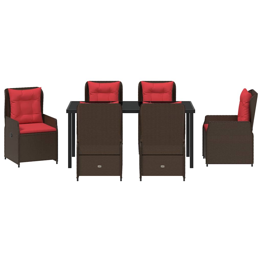 vidaXL Zestaw do jadalni w ogrodzie 7 pcs Brązowy Polirattan