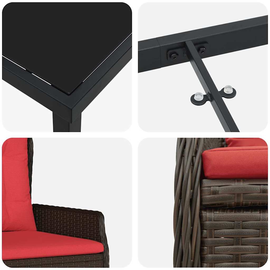vidaXL Zestaw do jadalni w ogrodzie 7 pcs Brązowy Polirattan