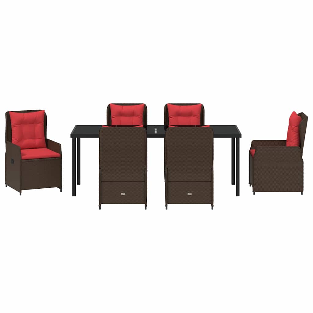 vidaXL Zestaw do jadalni w ogrodzie 7 pcs Brązowy Polirattan