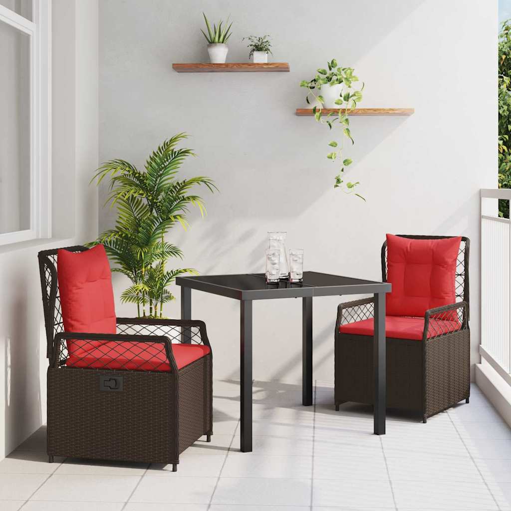 vidaXL Zestaw do jadalni w ogrodzie 3 pcs Brązowy polirattan