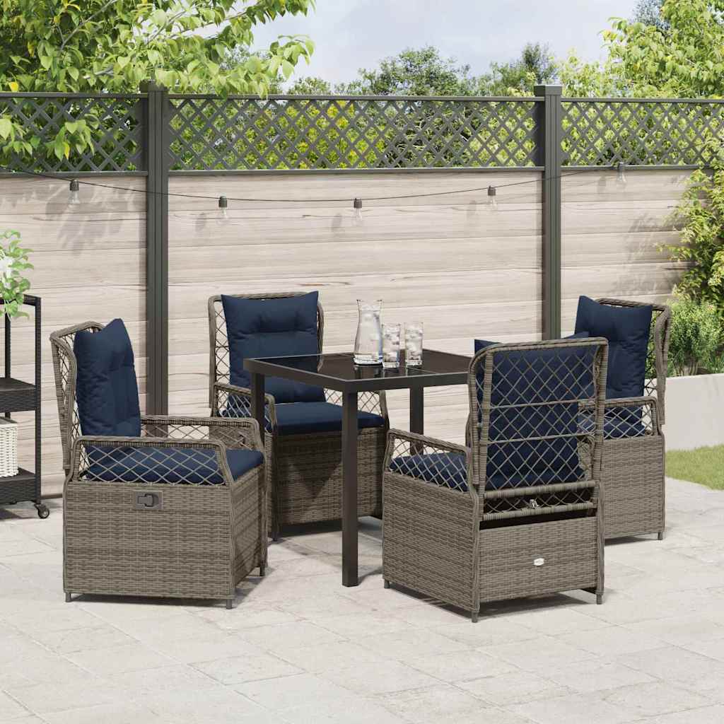 vidaXL Zestaw do jadalni w ogrodzie 5 pcs Szary polirattan