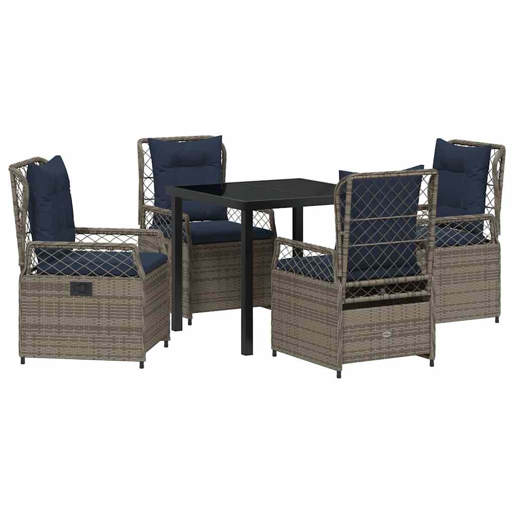 vidaXL Zestaw do jadalni w ogrodzie 5 pcs Szary polirattan