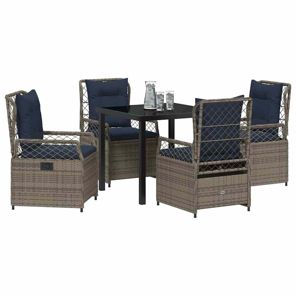 vidaXL Zestaw do jadalni w ogrodzie 5 pcs Szary polirattan