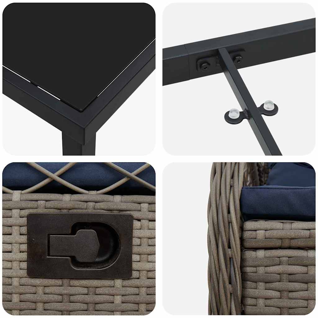 vidaXL Zestaw do jadalni w ogrodzie 5 pcs Szary polirattan