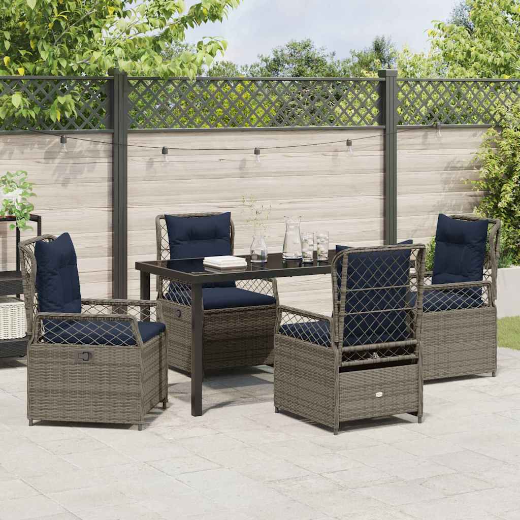 vidaXL Zestaw do jadalni w ogrodzie 5 pcs Szary polirattan