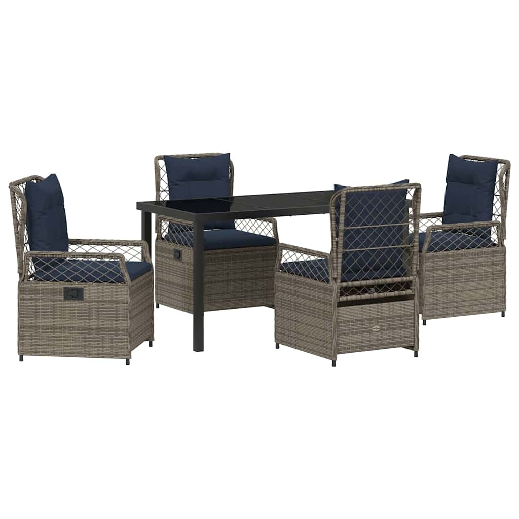 vidaXL Zestaw do jadalni w ogrodzie 5 pcs Szary polirattan