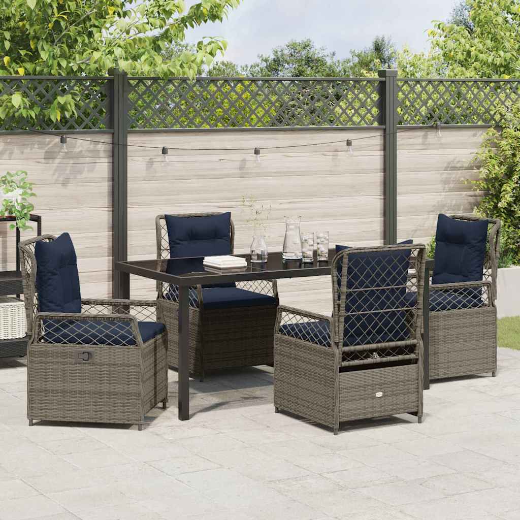 vidaXL Zestaw do jadalni w ogrodzie 5 pcs Szary polirattan