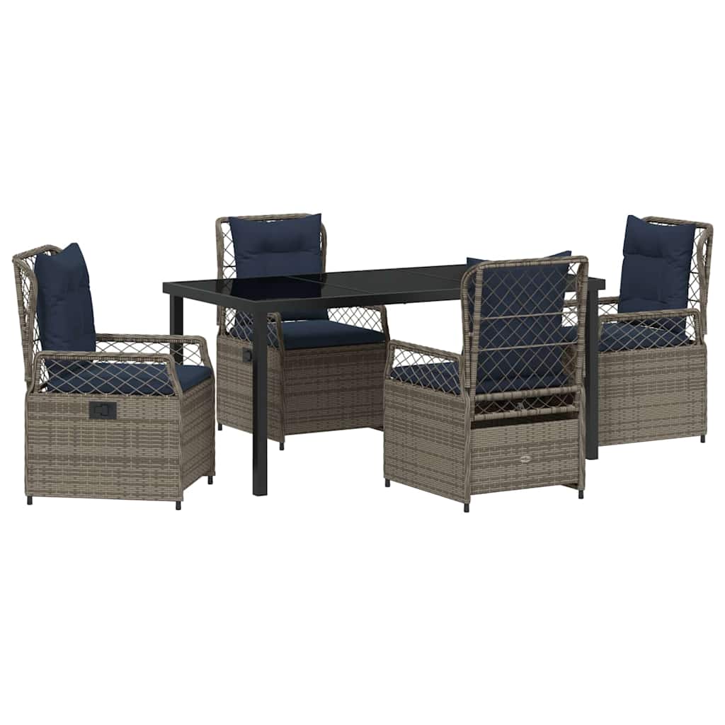 vidaXL Zestaw do jadalni w ogrodzie 5 pcs Szary polirattan
