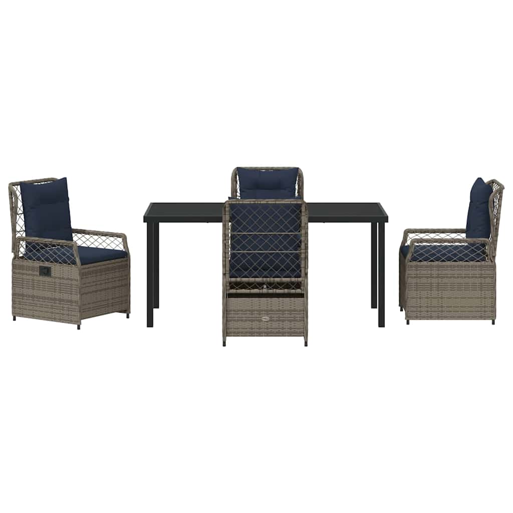 vidaXL Zestaw do jadalni w ogrodzie 5 pcs Szary polirattan