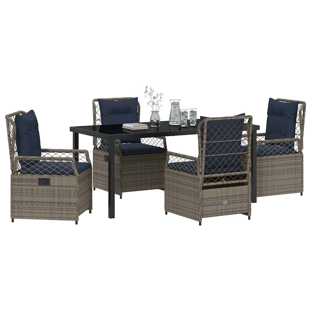 vidaXL Zestaw do jadalni w ogrodzie 5 pcs Szary polirattan