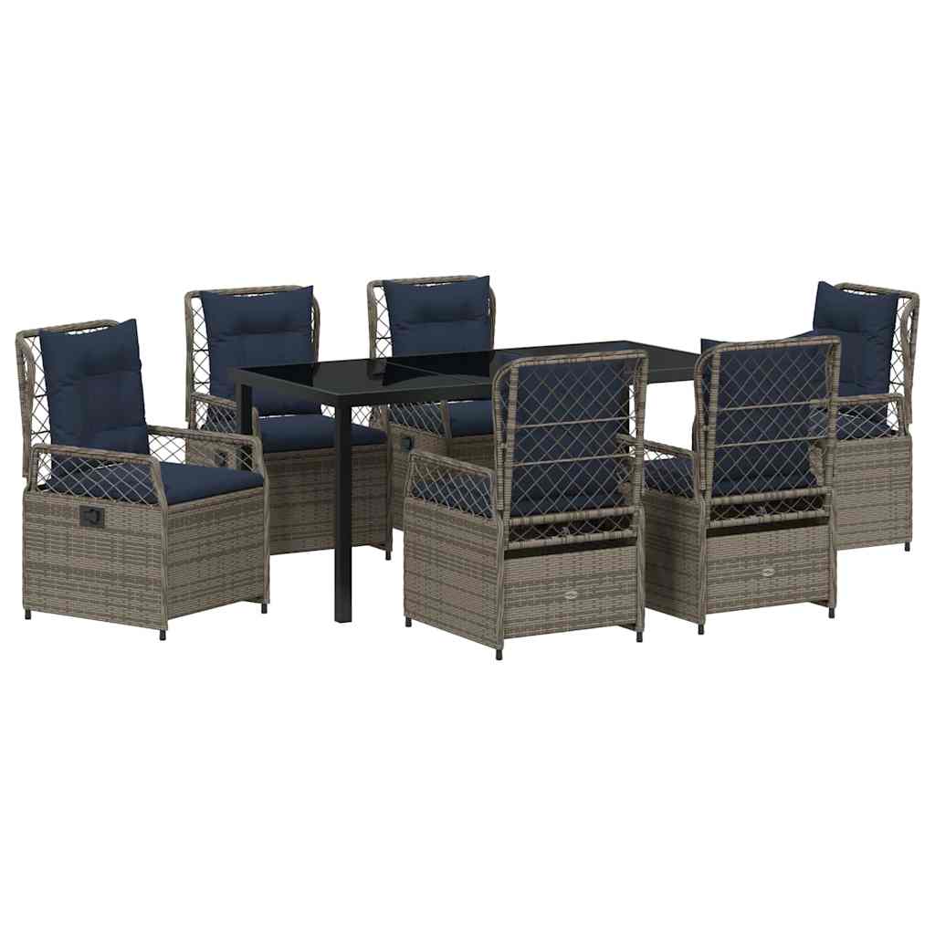 vidaXL Zestaw do jadalni w ogrodzie 7 pcs Szary polirattan