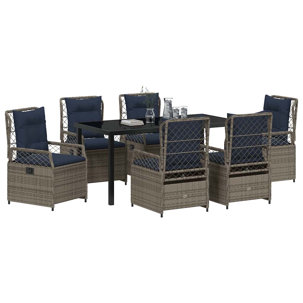 vidaXL Zestaw do jadalni w ogrodzie 7 pcs Szary polirattan