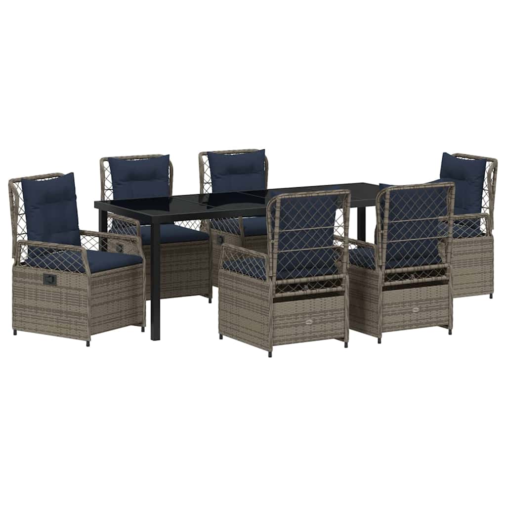 vidaXL Zestaw do jadalni w ogrodzie 7 pcs Szary polirattan