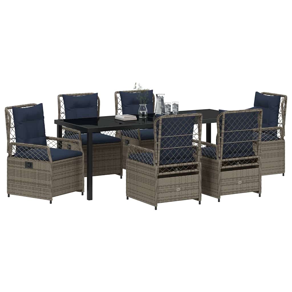 vidaXL Zestaw do jadalni w ogrodzie 7 pcs Szary polirattan