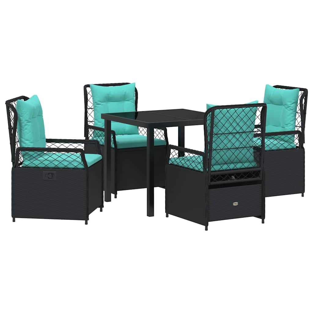 vidaXL Zestaw do jadalni w ogrodzie 5 pcs Czarny polirattan