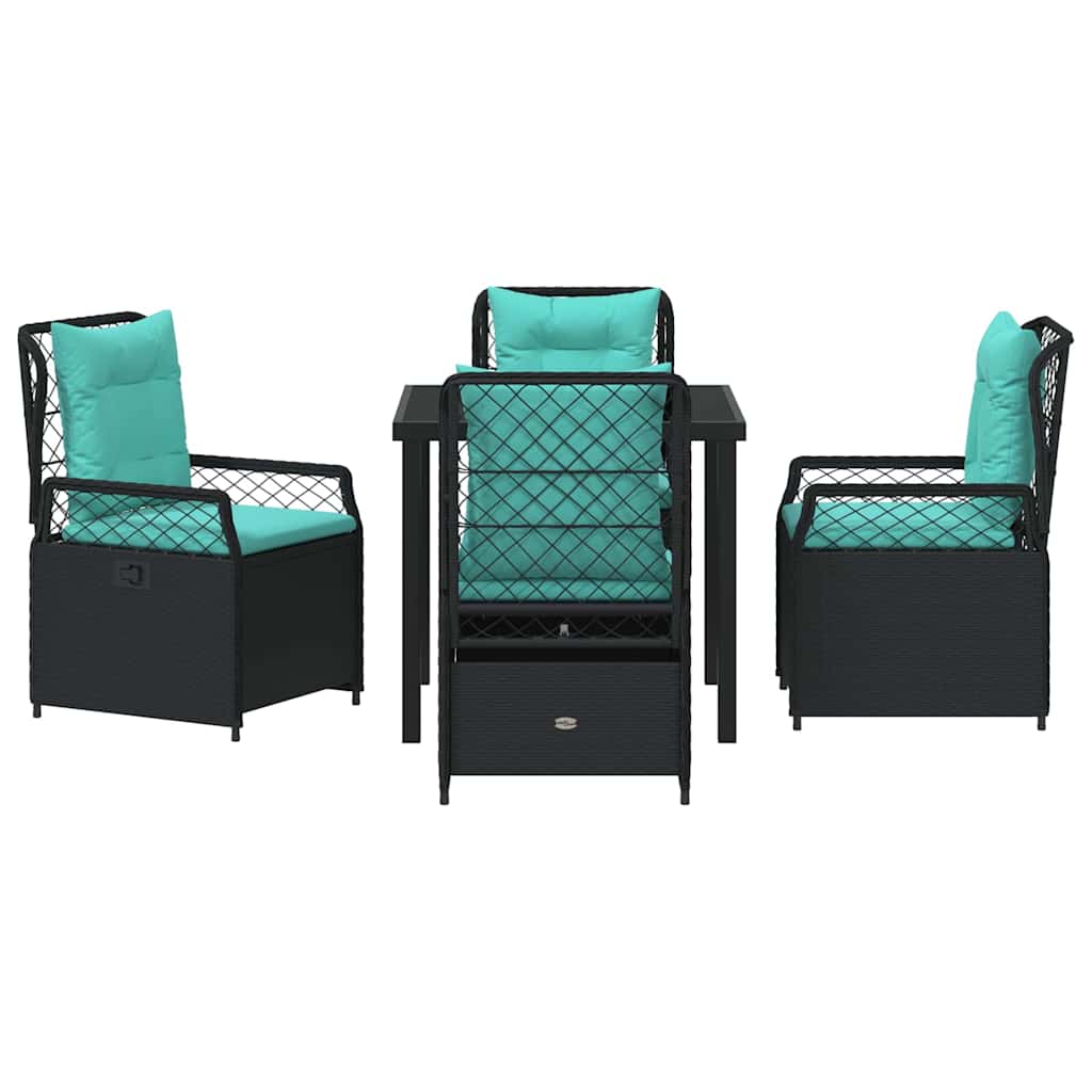 vidaXL Zestaw do jadalni w ogrodzie 5 pcs Czarny polirattan