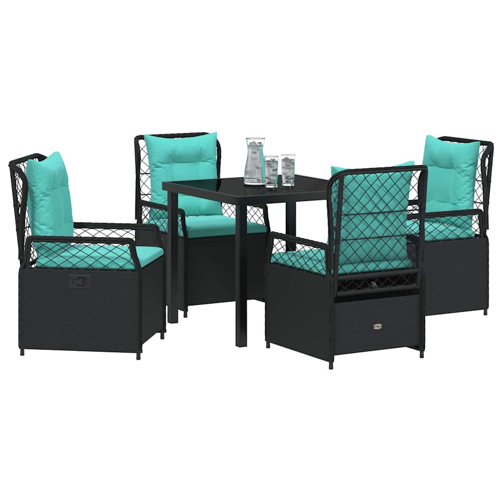 vidaXL Zestaw do jadalni w ogrodzie 5 pcs Czarny polirattan
