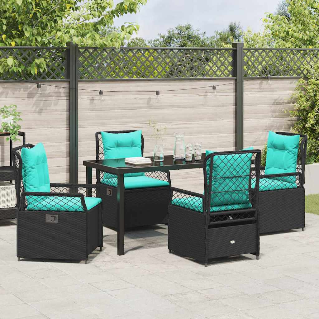 vidaXL Zestaw do jadalni w ogrodzie 5 pcs Czarny polirattan