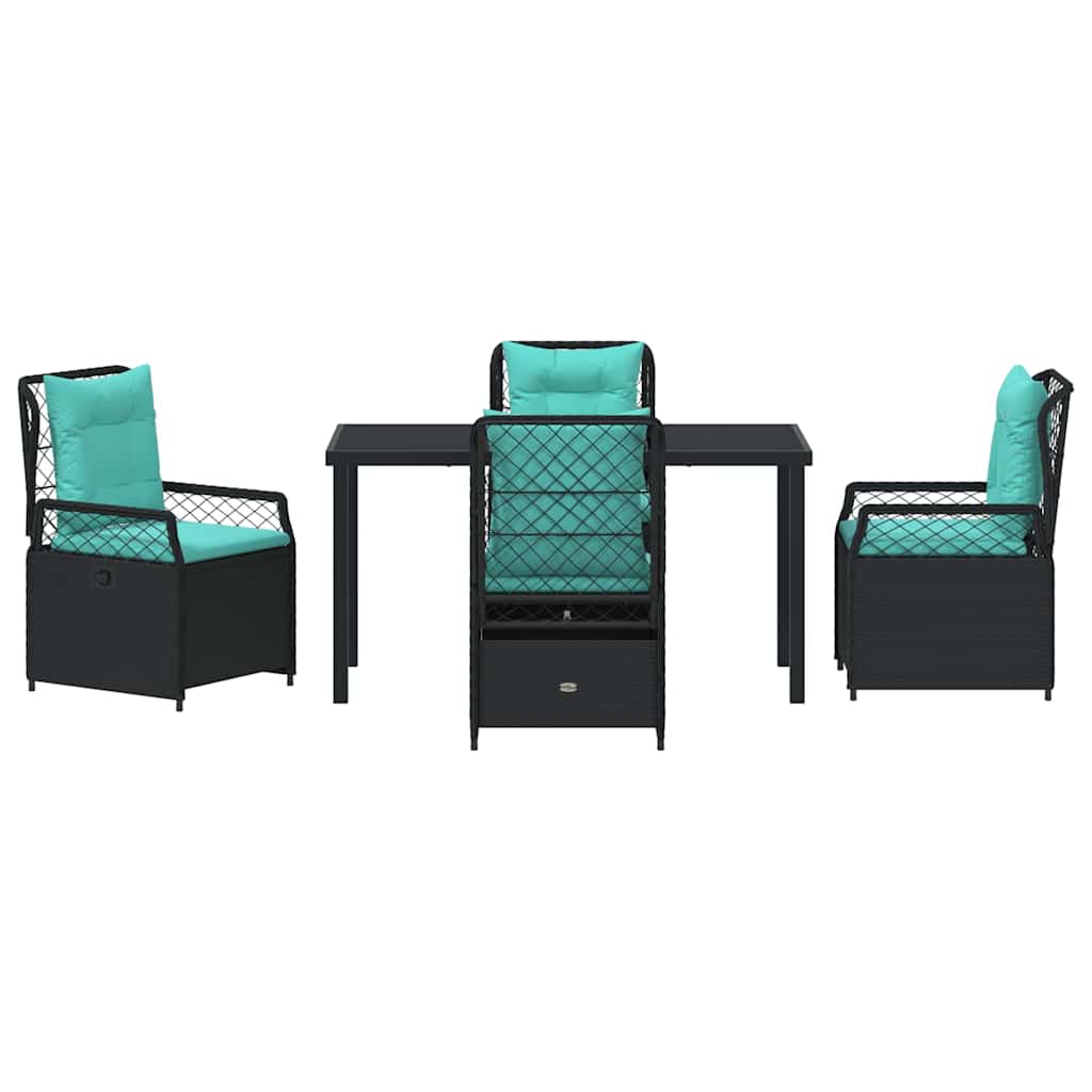 vidaXL Zestaw do jadalni w ogrodzie 5 pcs Czarny polirattan