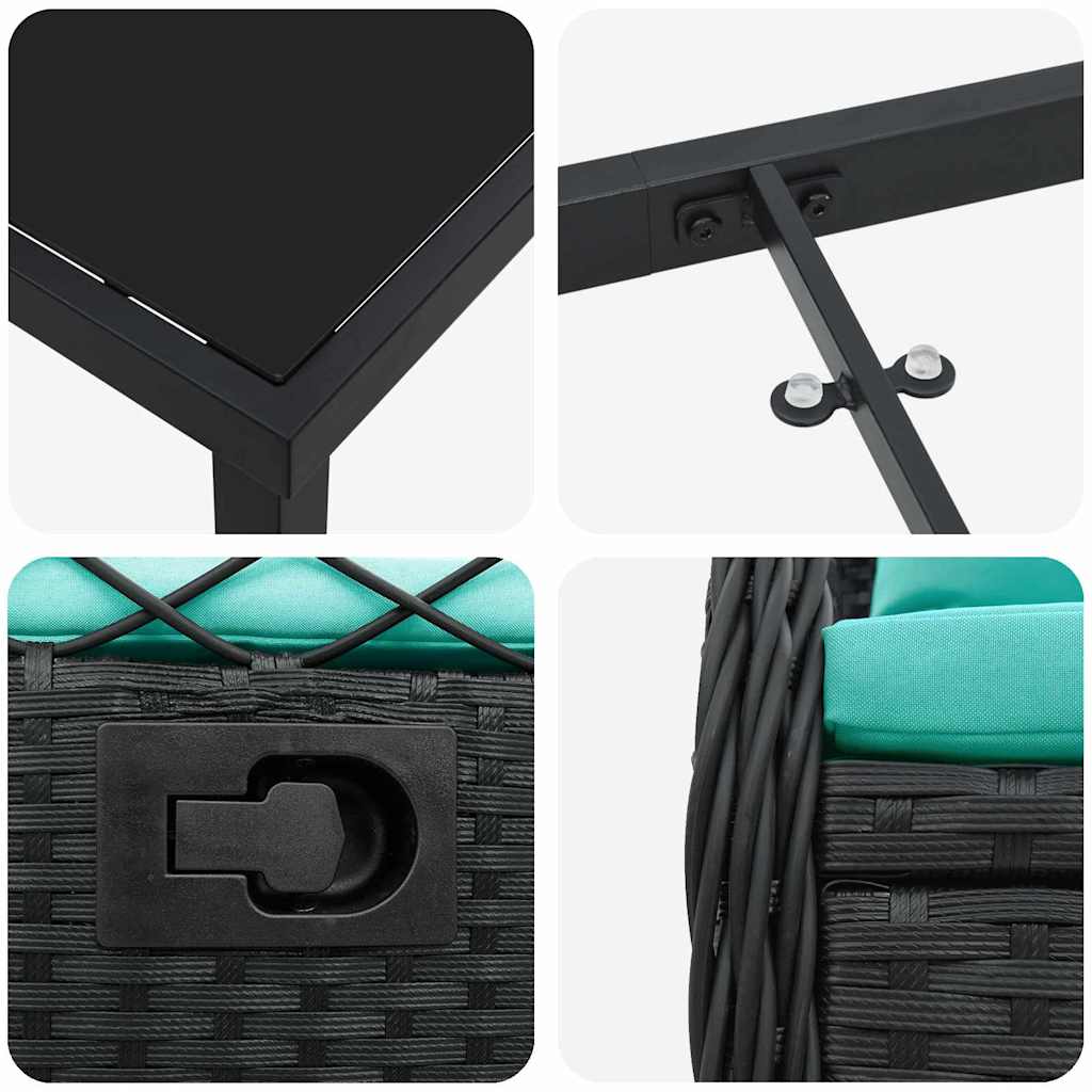 vidaXL Zestaw do jadalni w ogrodzie 5 pcs Czarny polirattan