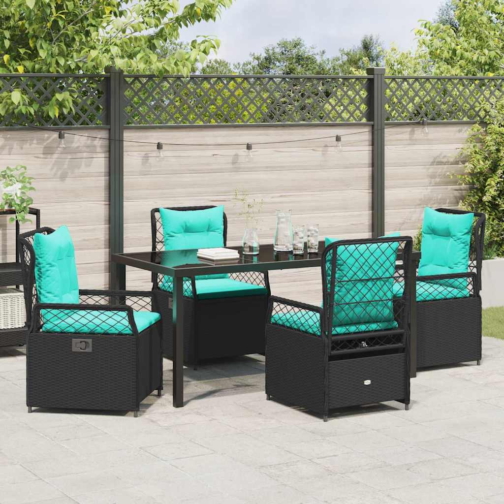 vidaXL Zestaw do jadalni w ogrodzie 5 pcs Czarny polirattan