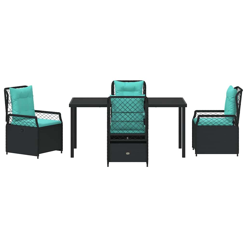 vidaXL Zestaw do jadalni w ogrodzie 5 pcs Czarny polirattan