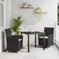 vidaXL Zestaw do jadalni w ogrodzie 3 pcs Czarny polirattan