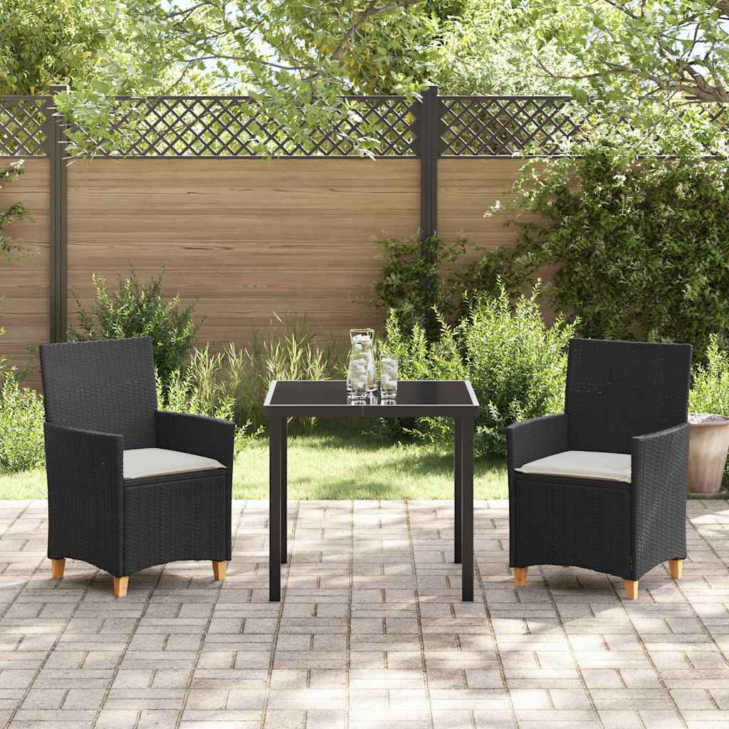 vidaXL Zestaw do jadalni w ogrodzie 3 pcs Czarny polirattan