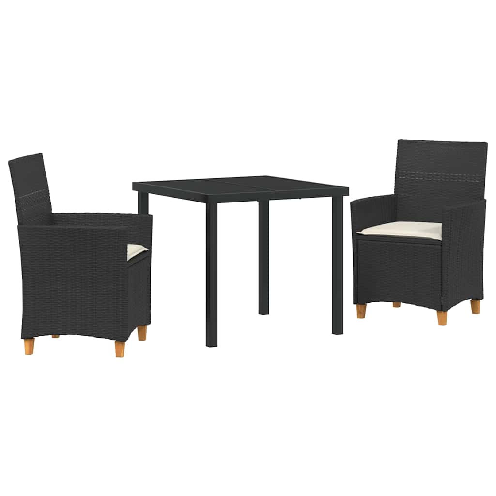 vidaXL Zestaw do jadalni w ogrodzie 3 pcs Czarny polirattan