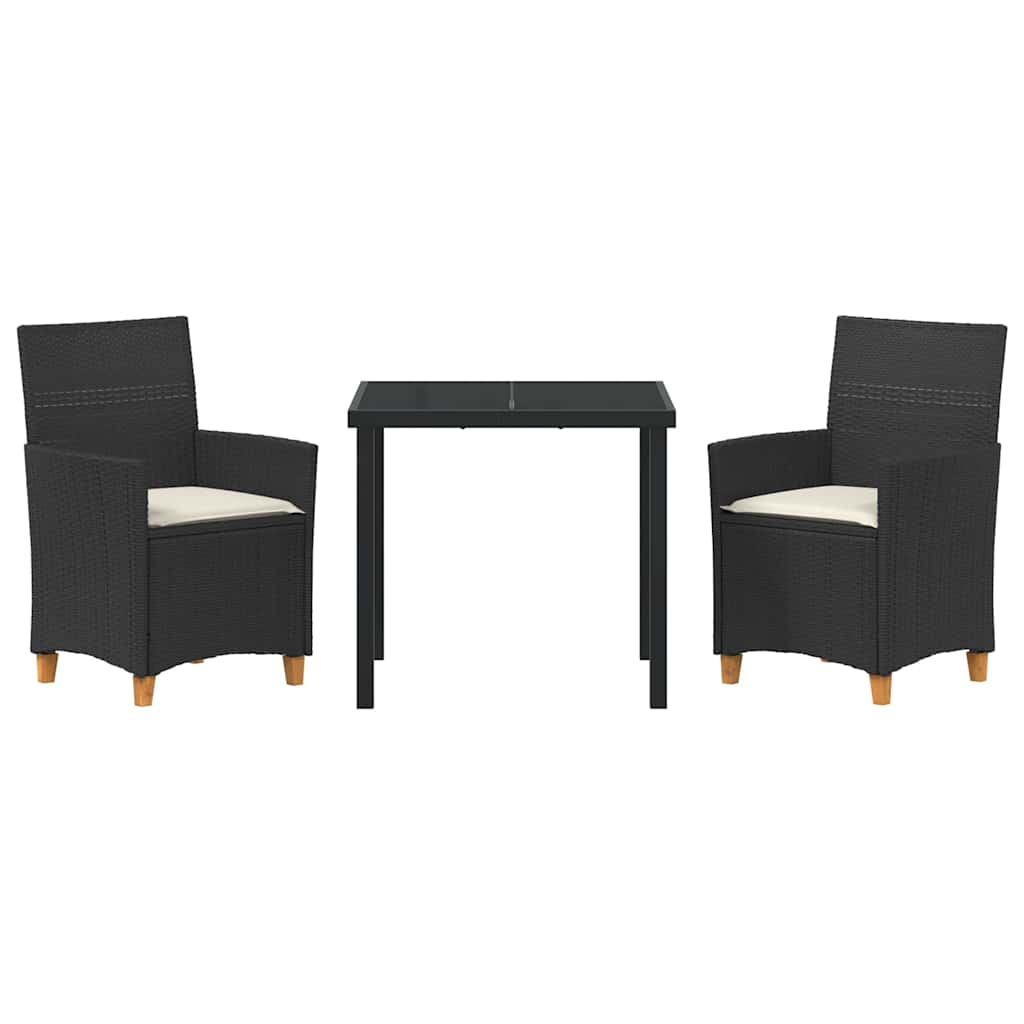 vidaXL Zestaw do jadalni w ogrodzie 3 pcs Czarny polirattan