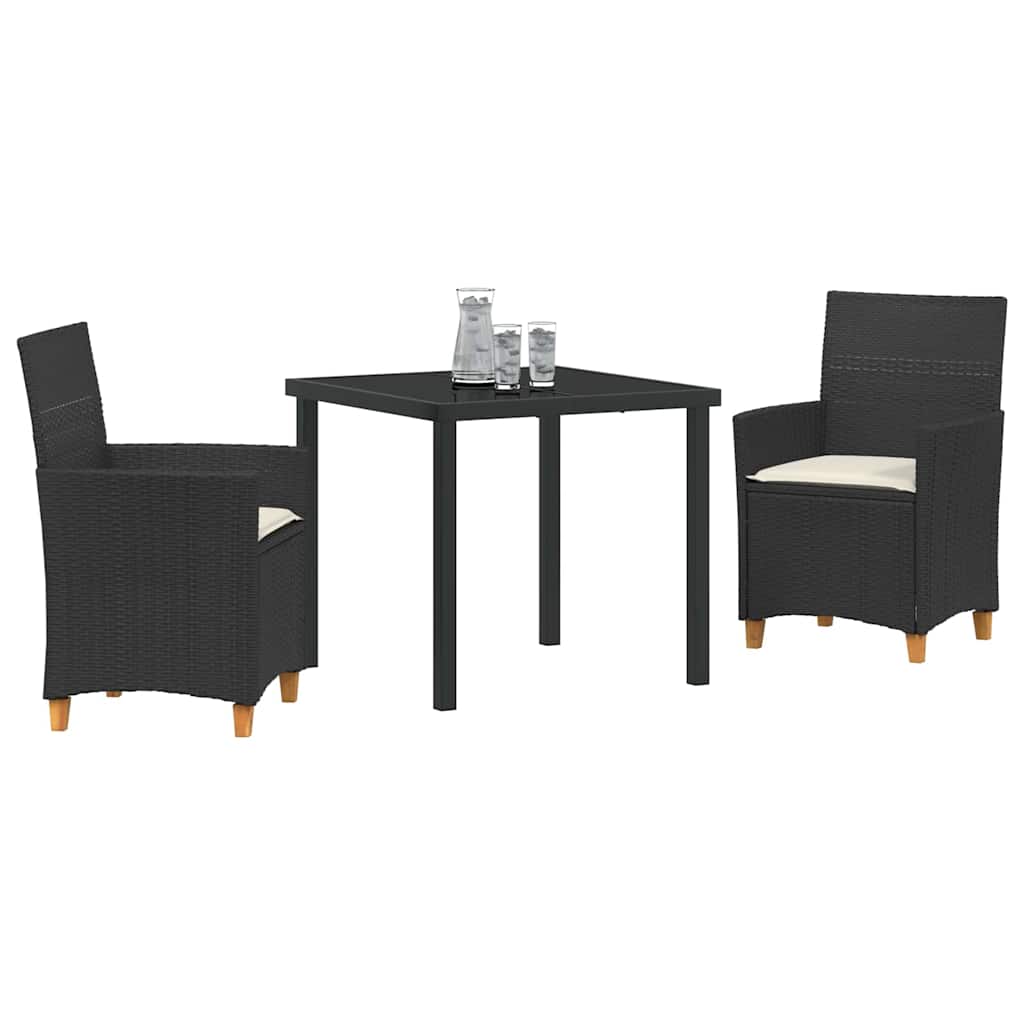 vidaXL Zestaw do jadalni w ogrodzie 3 pcs Czarny polirattan