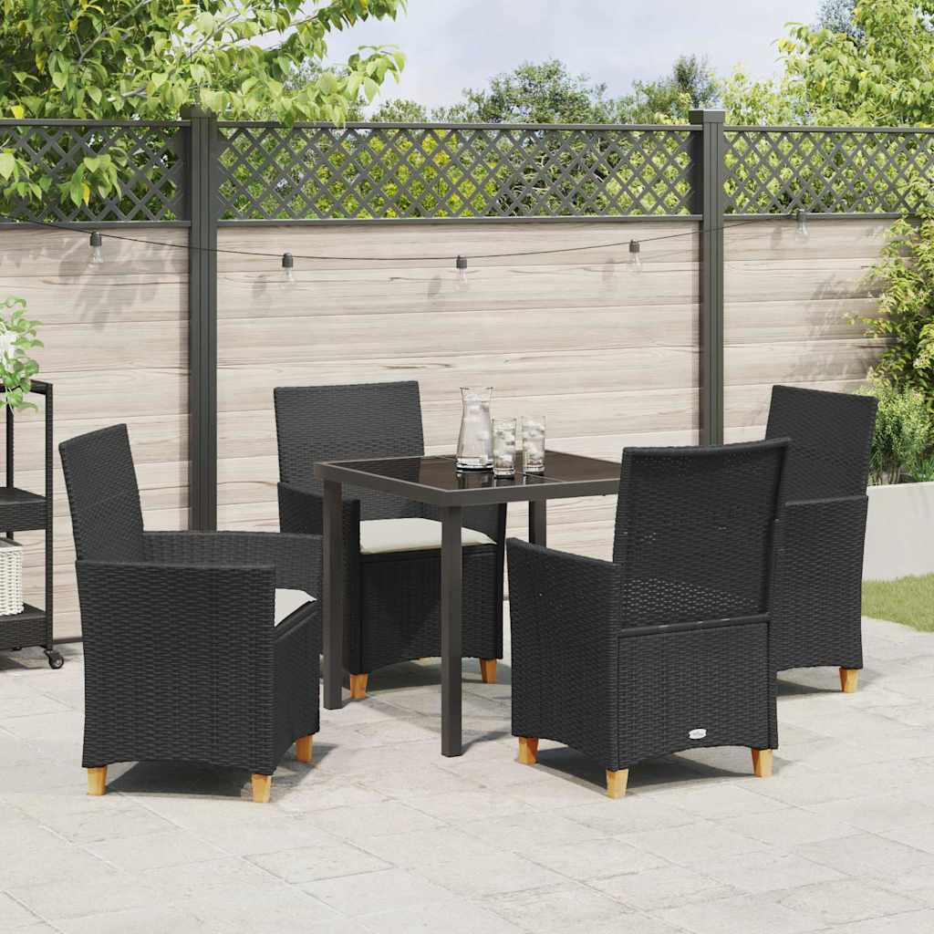 vidaXL Zestaw do jadalni w ogrodzie 5 pcs Czarny polirattan