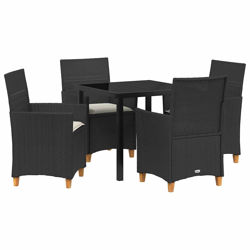 vidaXL Zestaw do jadalni w ogrodzie 5 pcs Czarny polirattan