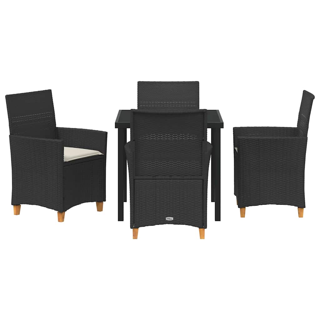 vidaXL Zestaw do jadalni w ogrodzie 5 pcs Czarny polirattan