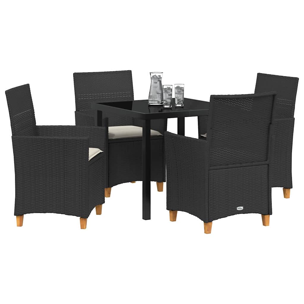 vidaXL Zestaw do jadalni w ogrodzie 5 pcs Czarny polirattan