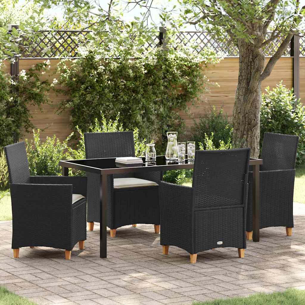 vidaXL Zestaw do jadalni w ogrodzie 5 pcs Czarny polirattan