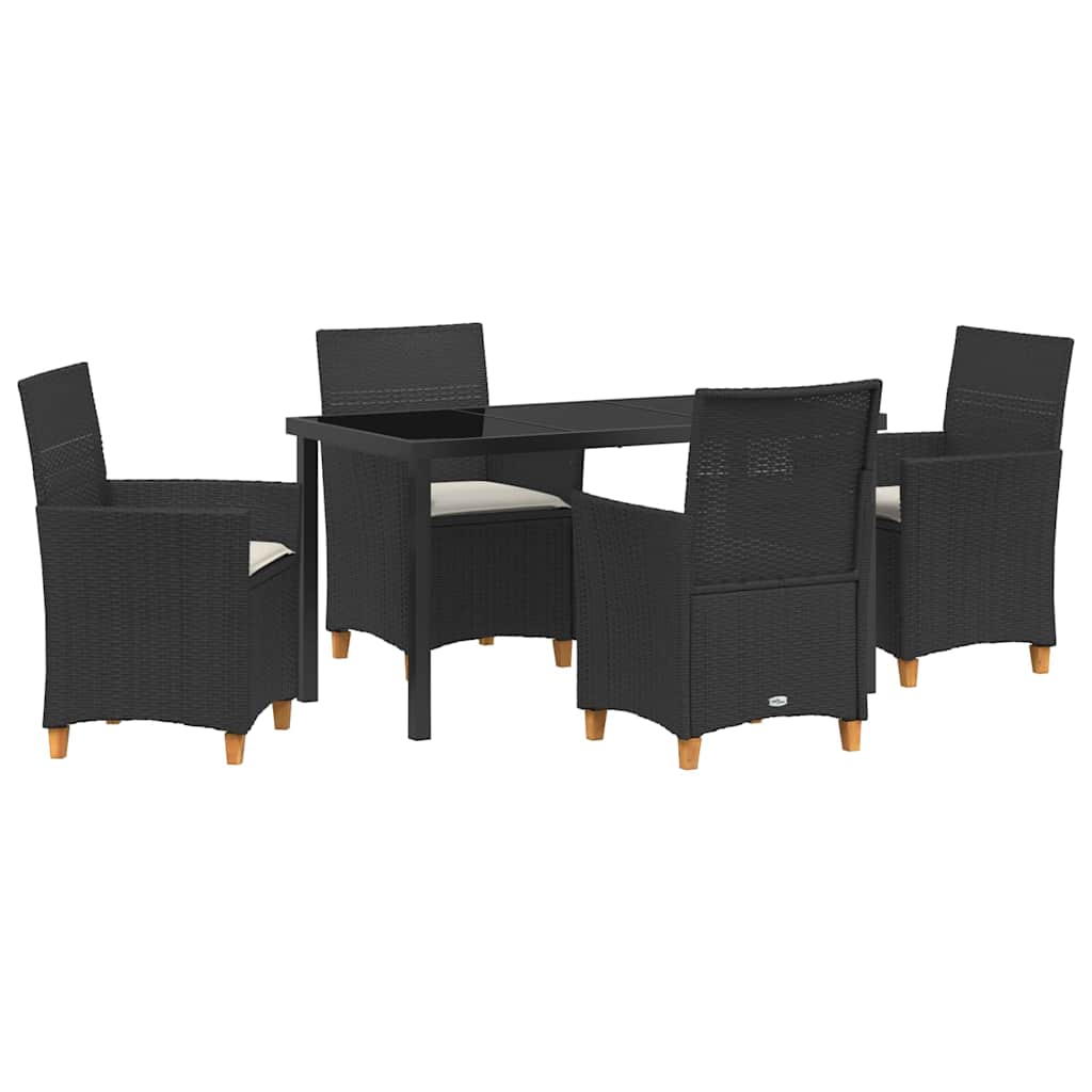 vidaXL Zestaw do jadalni w ogrodzie 5 pcs Czarny polirattan